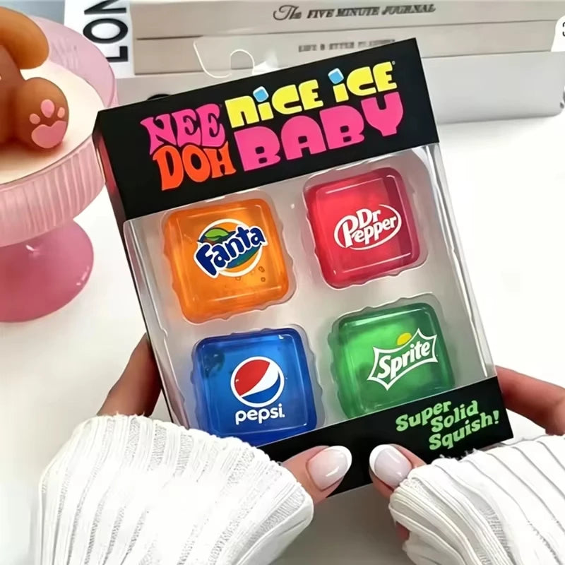Needoh Teenie Nice Cube Schylling Sensory Stress Reliever Mini 4 Pack Set Fidget Tool Toy Anxiety Party Favors For Kids Adults