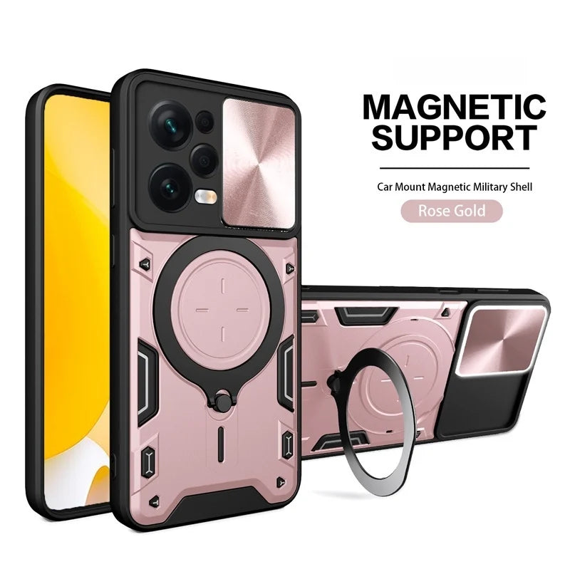 Armor Funda For Xiaomi Redmi Note 12 Pro 5G Case Slide Lens Protect Ring Stand Back Cover For Redmy Note12Pro Plus 12Pro 12S 12C