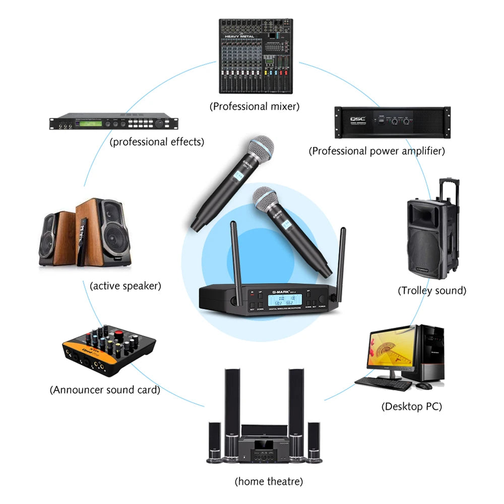 Microphone Wireless G-MARK GD1.4 Professional UHF System Handheld Mic For Stage Speech Wedding Show Band Home Party Church