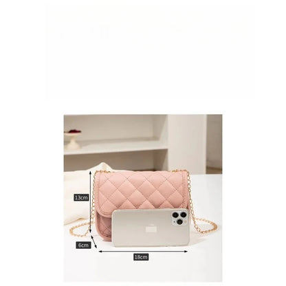 New personalized diamond grid women's bag, fashionable single shoulder cover lock small square bag, elegant and simple chain bag