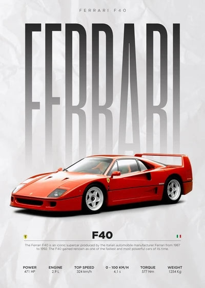 Classic Red Performance Sports Car Wall Art M3 F40 812 FS90 Luxury Car HD Canvas Print Poster Home Living Room Bedroom No Frame