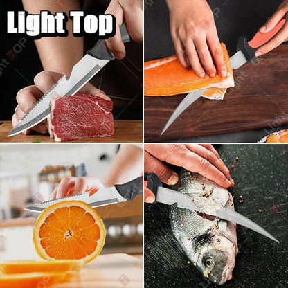 WXCOO Multifunctional Sharp Fish Boning Knife Chef with Cover Stainless Steel Fish Fillet Knife Fruit Slicing Utility Knife