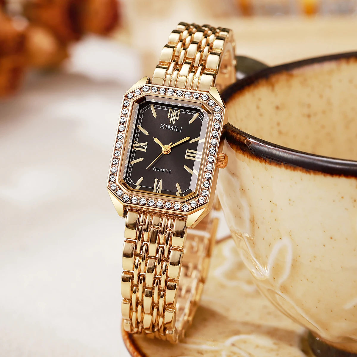 Luxury Rhinestone Women Watches Fashion Rectangle Bracelet Quartz Wristwatch for Girls Clock Reloj Mujer