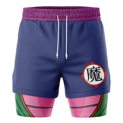 2026 Summer Dragon Ball Z Demon Mark Piccolo 2-in-1 Double Layer Gym Shorts Oversized Men's Fitness Retro Unisex Athletic Shorts