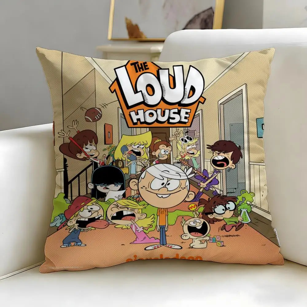 Popular Cartoon The Loud House Cushion Cover Soft & Easy-Wash Pillow Case – Versatile for Couch, Bed, Travel and Office