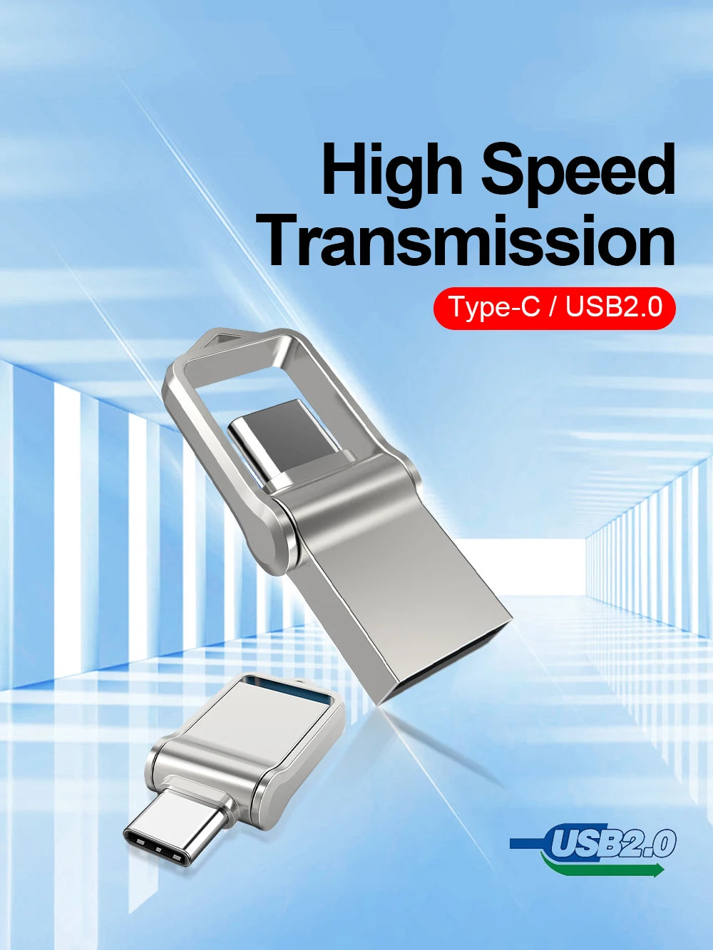 USB Flash Drive 16gb 32GB OTG Metal USB 2.0 Pen Drive Key 64GB Type C High Speed pendrive Mini Flash Drive Memory Stick