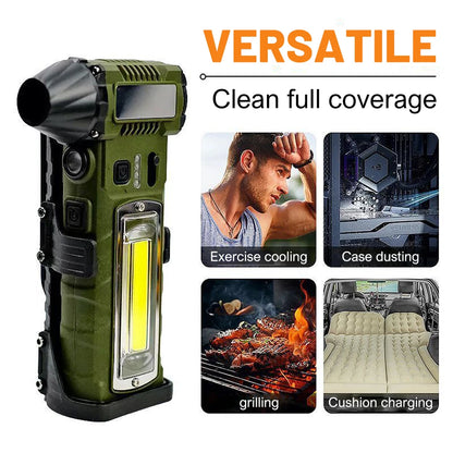 4in1 130000RPM Violent Fan with 4 Nozzles&Sidelighting 8000mAh Wireless Air Blower Mini Turbo Jet Fan Waist Hanging Camping Fans