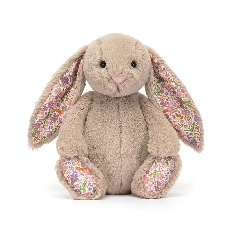 JC Bonnie Rabbit Plush Toy with Floral Ears Kawaii Stuffed Doll Soft Sofa Cushion Kids Birthday Gift Room Decor