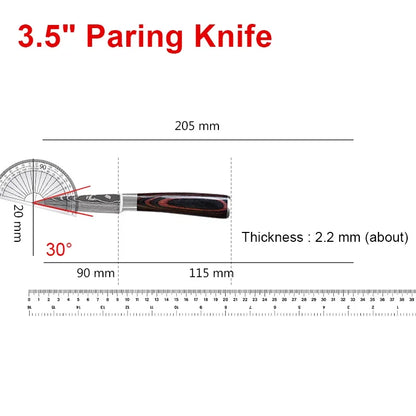 Damascus Chef's Knife Kitchen Knives Set Professional Boning Knife Meat Cleaver Utility Knife Japanese Santoku Knife with Cover