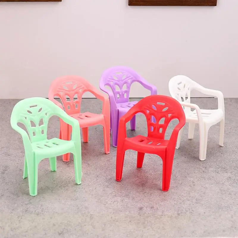 4pcs Miniature Backrest Chair Set Plastic Dollhouse Armchairs 1/6 Scale Doll Furniture Ideal Children's Gifts