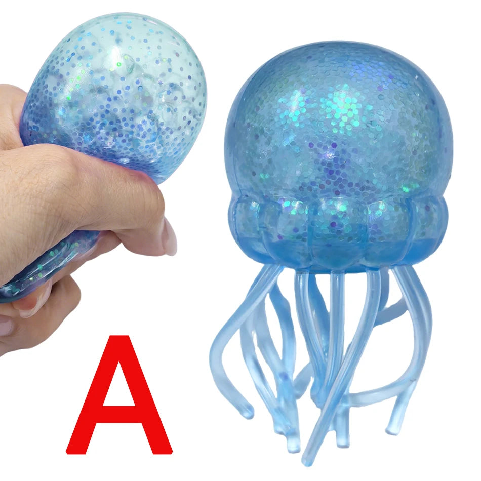 Push Bubble Squish Jellyfish Fidget Toy Super Solid Squish Stress Relief Squeeze Ball for Kids Adults Anxiety Sensory Toy Gift