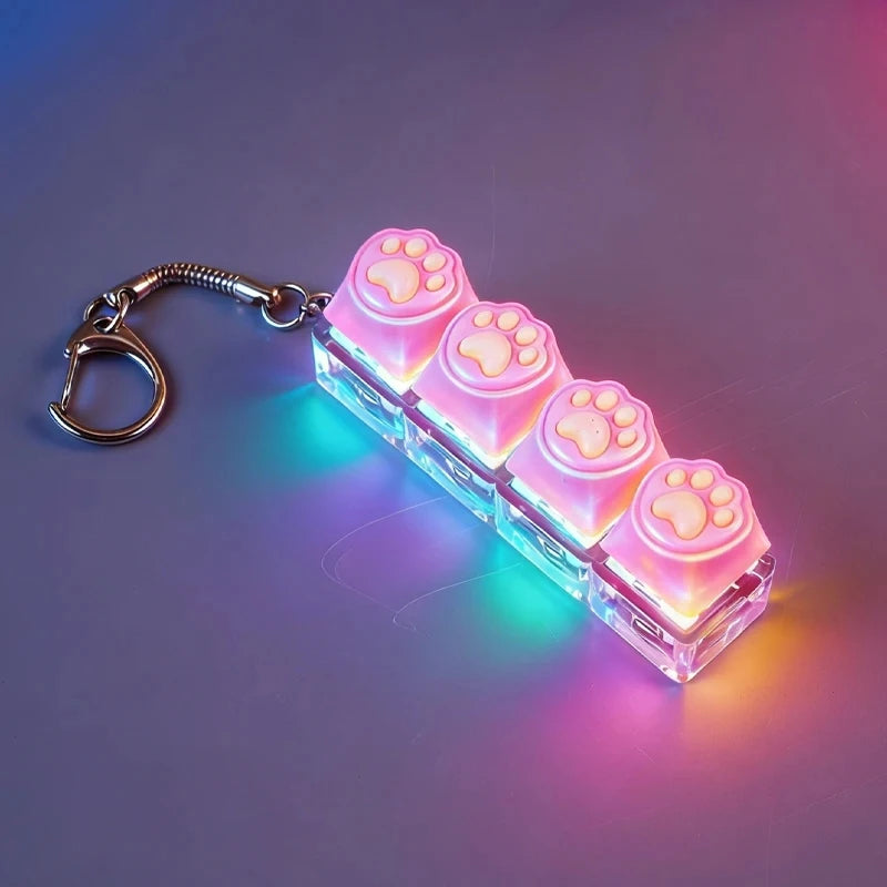 Cat Claw/Gyro Button Decompression Toy Mechanical Keyboard Shaft Tester Luminous Keyboard Keychain for Pressure Release