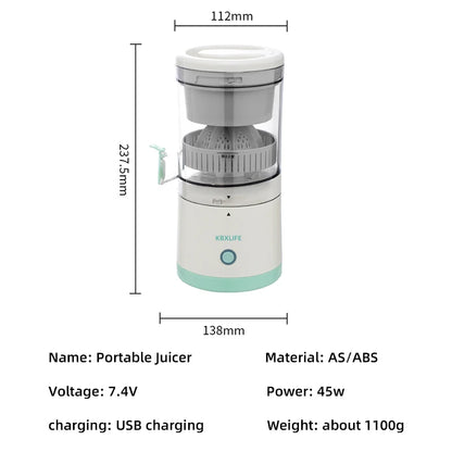 USB Rechargeable Electric Juicer 1PC Wireless Citrus Lemon Orange Juicer Automatic Fresh Fruit Blender for Kitchen
