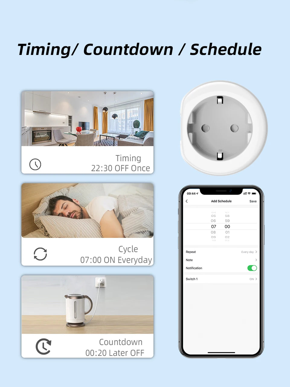 Tuya ZigBee Smart Socket Supporting Google/Alexa Voice Control| Requires Gateway| Remote Scheduling/Power Consumption Statistics