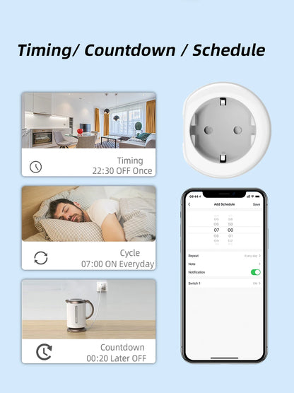 Tuya ZigBee Smart Socket Supporting Google/Alexa Voice Control| Requires Gateway| Remote Scheduling/Power Consumption Statistics