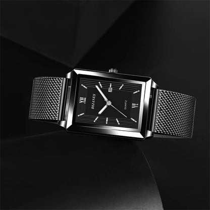 Men's Calendar Date Sport & Leisure Leather Clock 2023 Luxury Business Golden Stainless Steel Mesh Band Quartz Man Watches