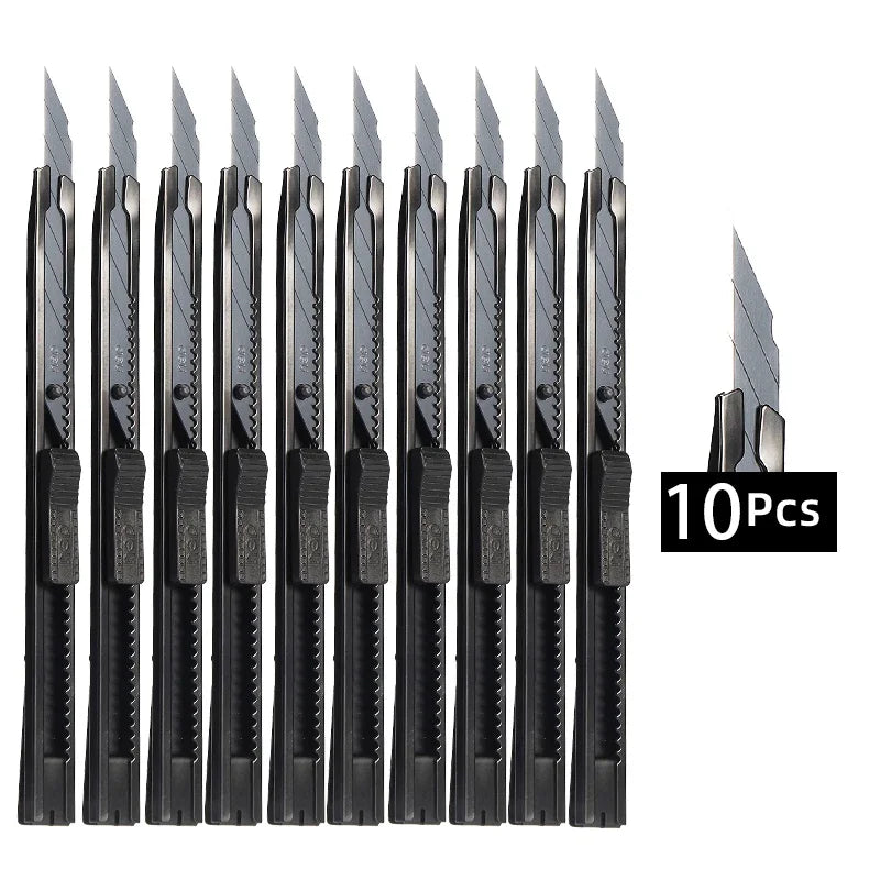 DELI 1/3/5/10Pcs Utility Knife Stainless Steel Paper Cut Box Cutter Tools Kit Retractable Anti-Slip Blades Unboxing Knife