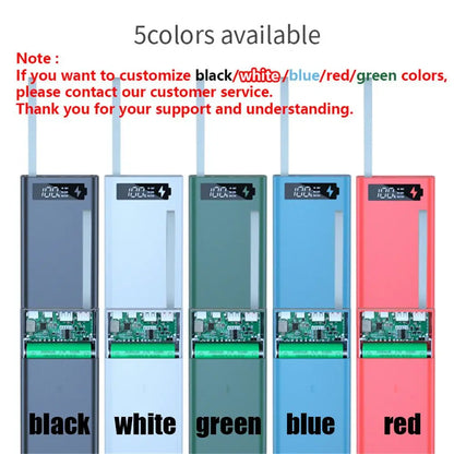 21x18650 Battery Storage Box Dual USB Charge18650 Battery Power Bank Case Shell with LED Light