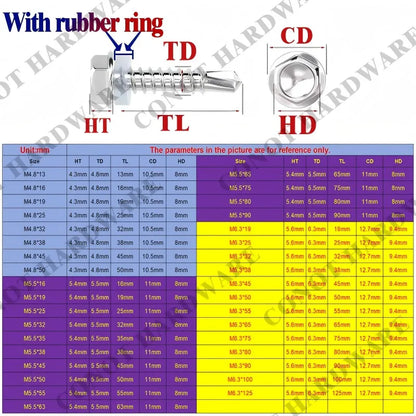410 Stainless Steel Hex Head Self Drilling Screws M4.2 M4.8-M6.3mm Self-Tapping TEK Screws With Rubber ring Roofing screw #8#10#