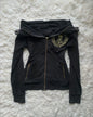 Hot Sweet Sparkling Rhinestone Mesh Transparent Hoodie Y2K Womens Fashion Sexy Backless Oversized Hoodie Casual Pullover Tops
