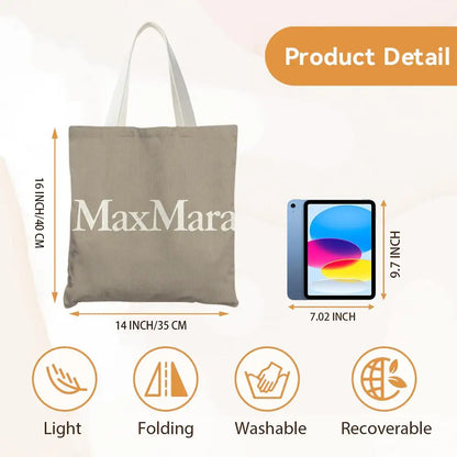 M-Max MaraS Brand Storage Bags Canvas Tote Bag Double-Sided Print Lightweight Shoulder Shopping Handbag for Daily Use