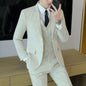 High-End Men's Wedding Suit 3-Piece Set Handsome Banquet Smart Casual Fashionable Three-Quarter Length Vest Trousers Four Season