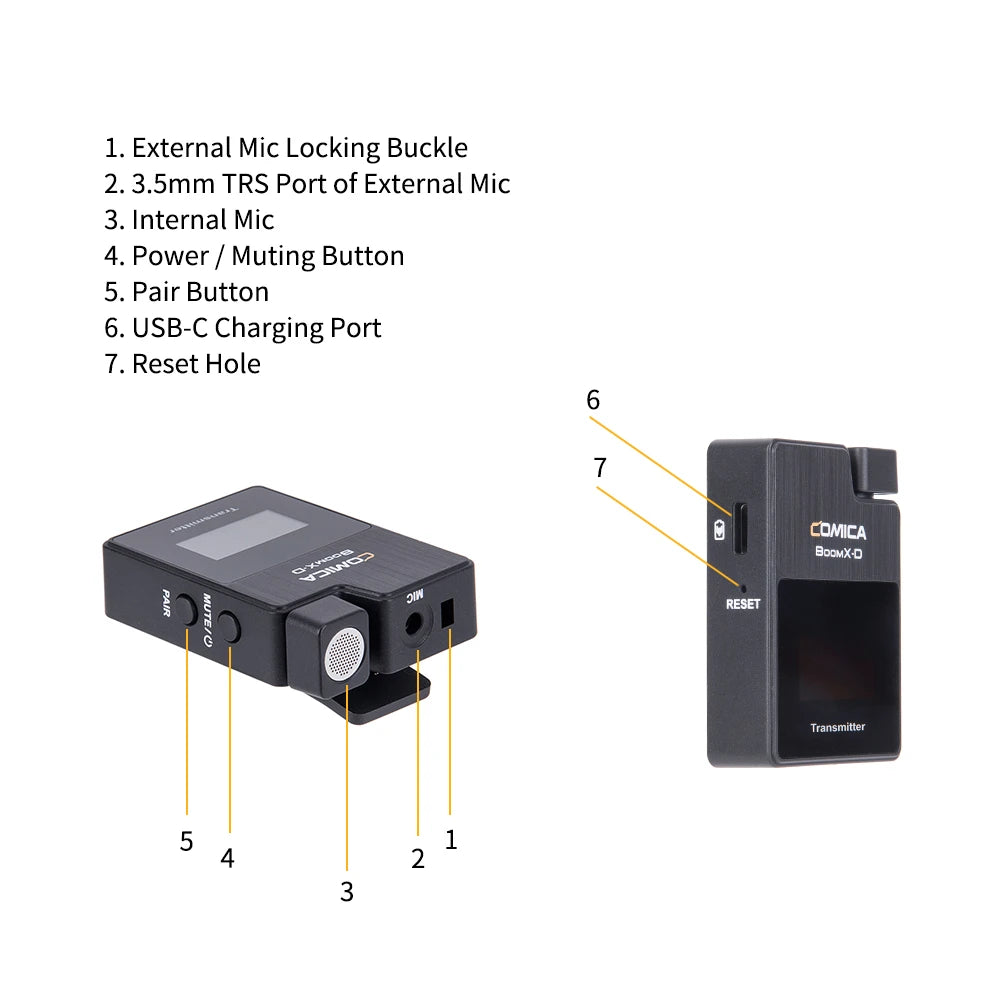 Comica BoomX-D 2.4G Wireless Microphone Dual-channel Lapel Microphone Condenser Lavalier Mic For PC Smartphone Camera Youtube