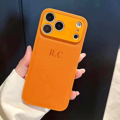 Custom Name Phone Case For iPhone 17 16 15 14 13 Pro Max Plus Air 3D Hot Stamping Faux Leather Cover Couple Gift