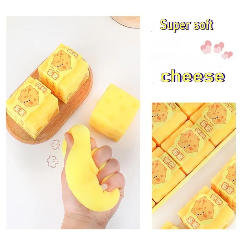 Hot New Needoh Squishy Square Cheese Squeeze Toys Slow Rebound Stress Relief Sensory Toy Soft Butter Cheese Party Toy ..@**