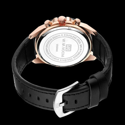 Man Sports Watches Fashion Racing Series 46mm Black Leather Clock VA VA VOOM Quartz Movement 3Bar Waterproof Wrist Watch for Men