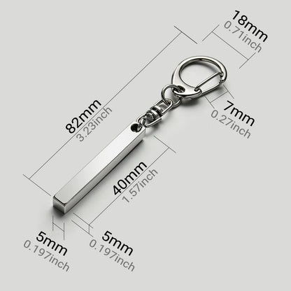 1-10PCS Stainless Steel Personalized Keychain Custom Engraved 4 Sides DIY Name Text Key Ring Gift for Men Women Keyrings DP039