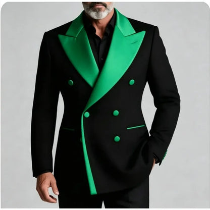 Men's Double Breasted Peak Lapel Wedding Suit Custom 3-Piece Groom Tuxedo Separates Formal Wedding Suit for Grooms Slim Fit Suit