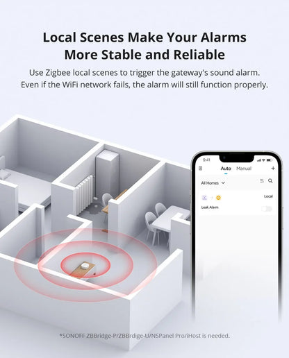 SONOFF SNZB-05P Water Leak Sensor With Detection Cable 5-Year Battery IP67 Waterproof Smart Alarms Works With Alexa Google Home