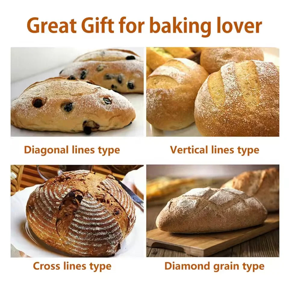 Bread Lame Dough Score Cutting Tools Wooden Scraper French Bakery Lame With 5 Blades Knife Arc Curved Slicer Cutter Bake Tools