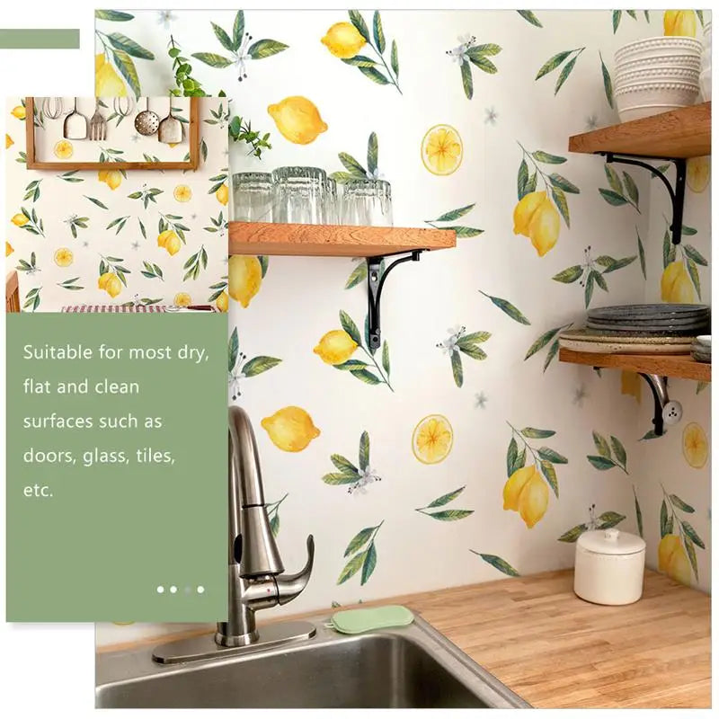 2 Sheets Mural Wall Decor Decals Walls Room Sticker Cabinet Kid Home Lemon Bedroom Fruit Minimalist Stickers For Children'S Room