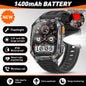 LIGE Military 1400mAh Smart Watch For Men 2.01" HD Screen Waterproof 100+Sports Mode LED Flashlight Smartwatch For Android iOS