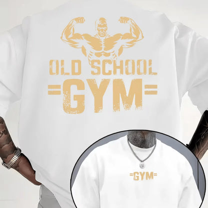Men's Retro Fitness T-shirt - Retro Training Shirt for Summer Use in Gym and Casual Wear Round-neck Short Sleeve Style
