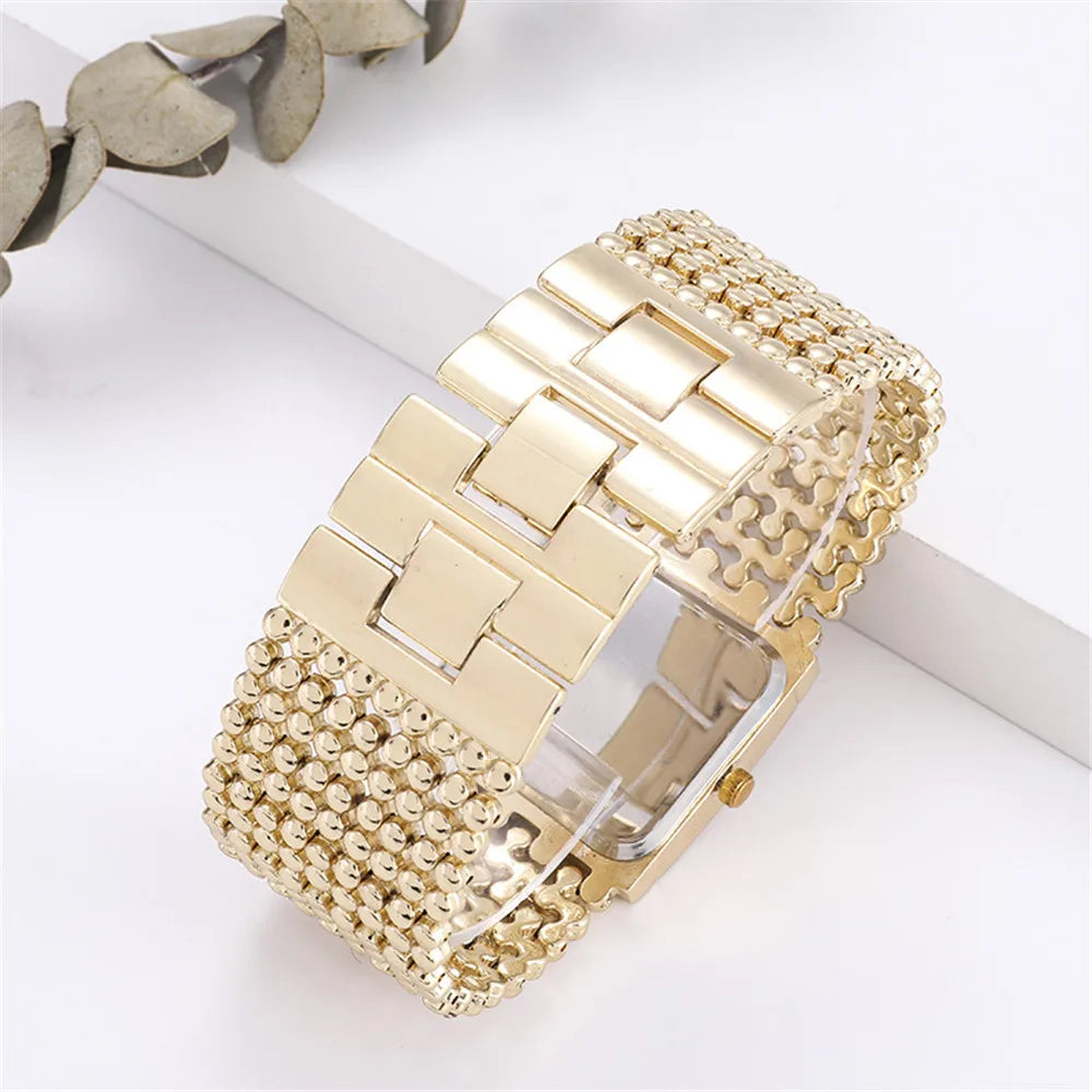 Luxury Simple Square Diamond Encrusted Women's Quartz Watch Gold Skeleton Fashion Women's Clock Gift Dress Wristwatch