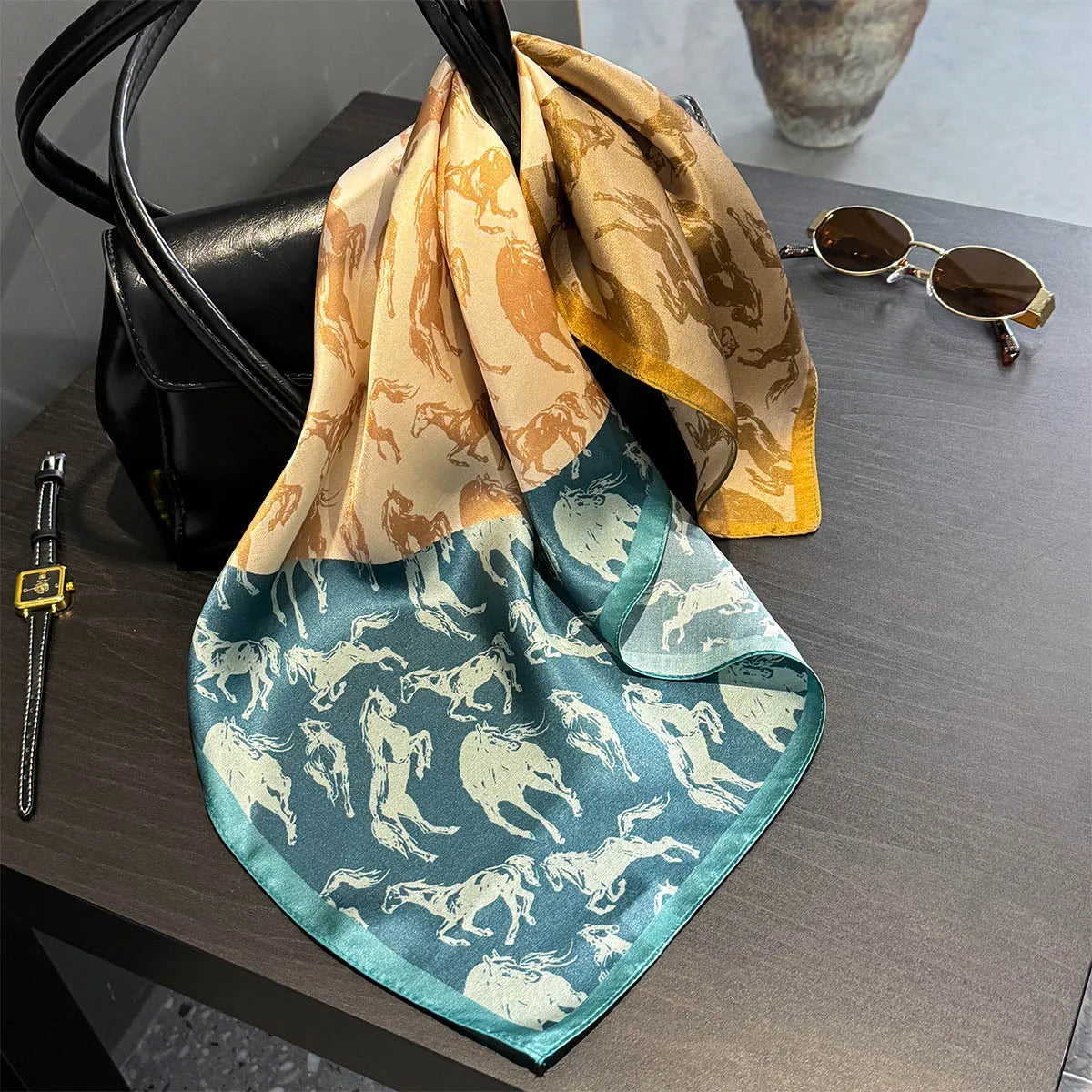 Luxury Brand 100% Natural Silk Scarf Women Design Small Square Shawl Hair Ribbon Headband Fashion Neckerchief Bandana