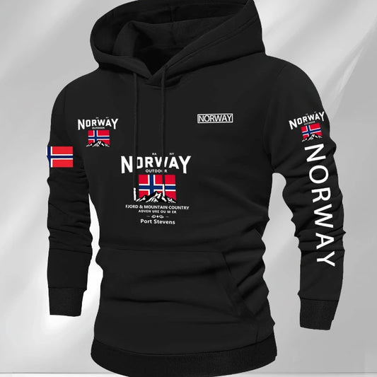 Norway Autumn winter models Men's Fleece windproof Warm 100%Cotton Oversized Hoodie Outdoor Commuter Men's High Elastic top