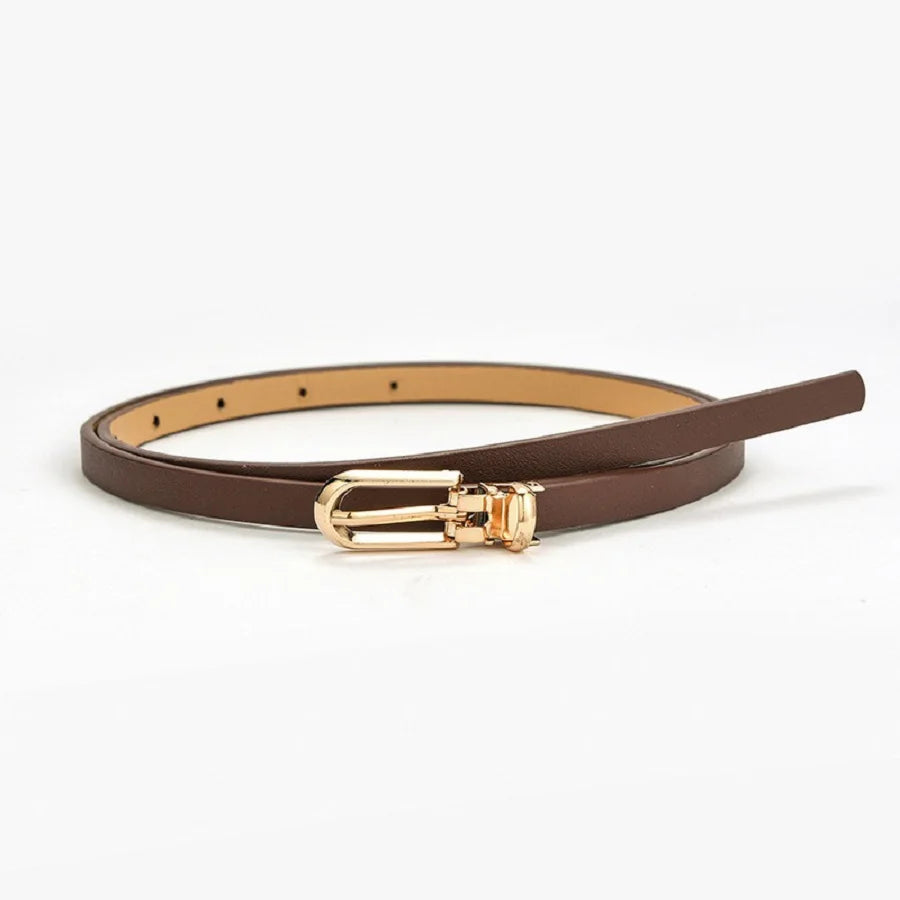 PU Leather Women Thin Belt Simple Solid Color Versatile Pin Buckle Thin Belt Dress Decoration Women Designer Belts NXD00