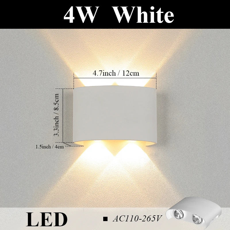 LED Wall Lamp AC110-265 IP65 Outdoor Waterproof Aluminum Wall Light Up Down luminous lighting Indoor  Stair Garden Sconce Light