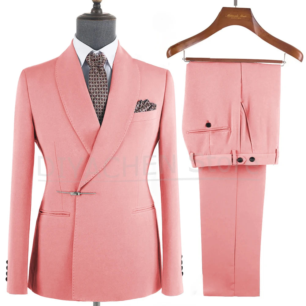 Elegant 2-Piece Men's Suit Slim Fit  Blazer And Pants Set for Wedding Groom Tuxedo Business Party