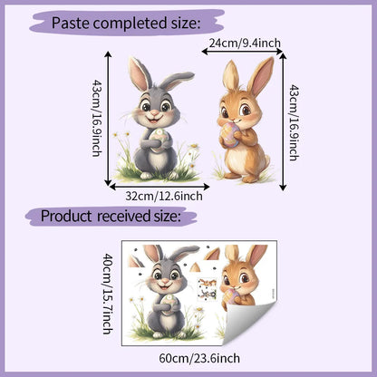 1pc, Easter Bunny Vinyl Sticker, 15.7x23.6inch, Removable Waterproof PVC Decal, Glam Style Animal Print, Glossy Finish, Self-Adh