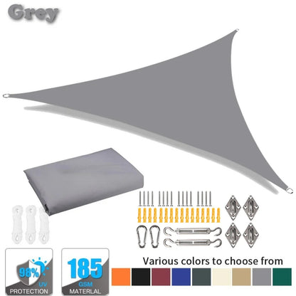 Triangle Sun Shade Sail Canopy UV Block Sun Shelter with Fixing Kits for Outdoor Patio Pool Beach Backyard Garden Sunscreen Tent
