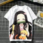 2026 Summer Demon Slayer Nezuko Cherry Blossom Butterfly Print Cotton T-Shirt Adult Kids Casual Loose Breathable Anime Tops Y2k