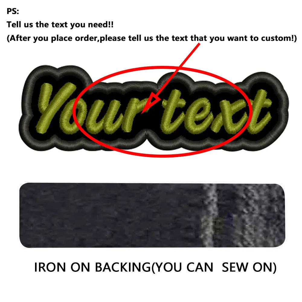 Custom Colorful Irregular Shape Embroidered Name Patch, Personalized Text Badge with Iron-On backing and Hook&Loop Backing