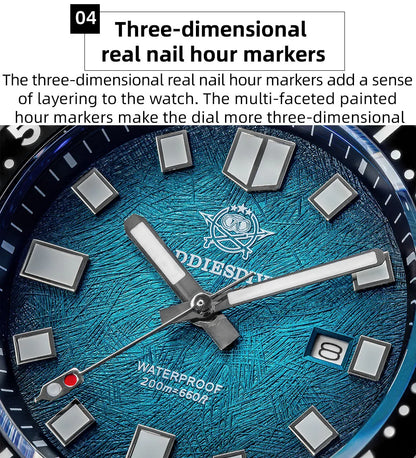 ADDIESDIVE New 43.8mm Watch for Men Dive AD2511 Luxury Sapphire Quartz Wristwatch 100m Waterproof Stainless Steel Luminous Watch