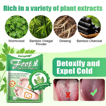 Detox Foot Patches 10/20 PCS Deep Cleanse Toxins Binders Natural Herbal Wormwood Pastes Relieve Stress Stickers Feet Care Tool