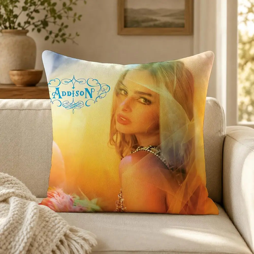 Person A-Addison R-Rae Funny Cushion Cover Soft Short Plush Decorative Pillow Cover for Sofa Bedroom Easy to Clean
